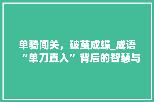 单骑闯关，破茧成蝶_成语“单刀直入”背后的智慧与力量