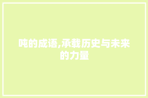 吨的成语,承载历史与未来的力量