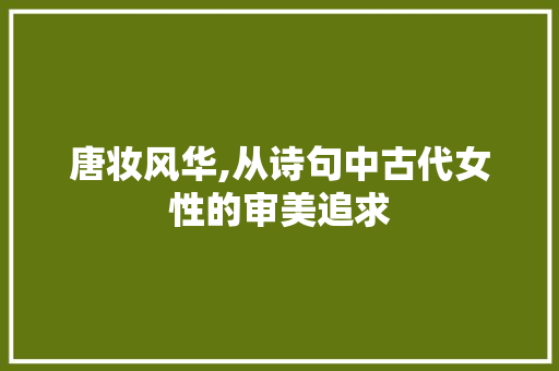 唐妆风华,从诗句中古代女性的审美追求