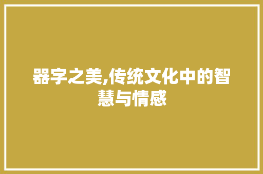 器字之美,传统文化中的智慧与情感