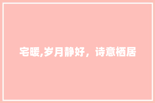 宅暖,岁月静好，诗意栖居