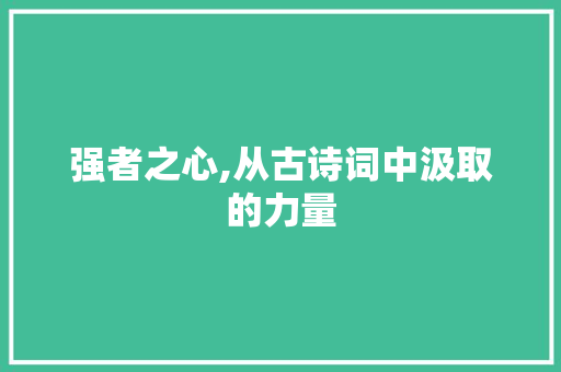 强者之心,从古诗词中汲取的力量