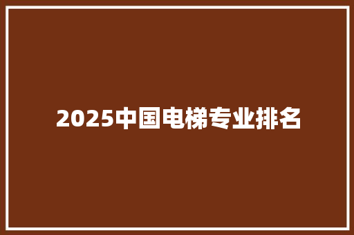 2025中国电梯专业排名