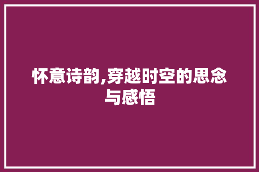 怀意诗韵,穿越时空的思念与感悟