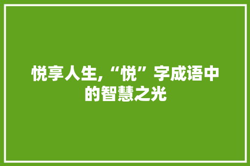悦享人生,“悦”字成语中的智慧之光