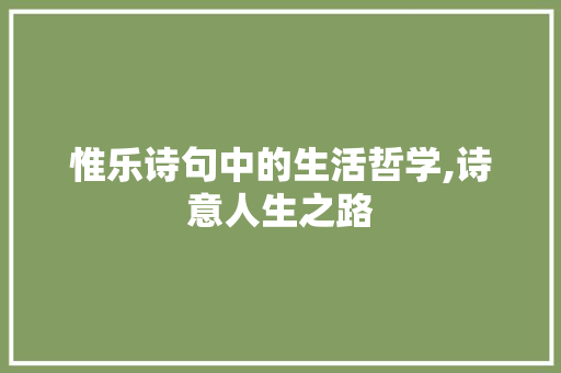 惟乐诗句中的生活哲学,诗意人生之路