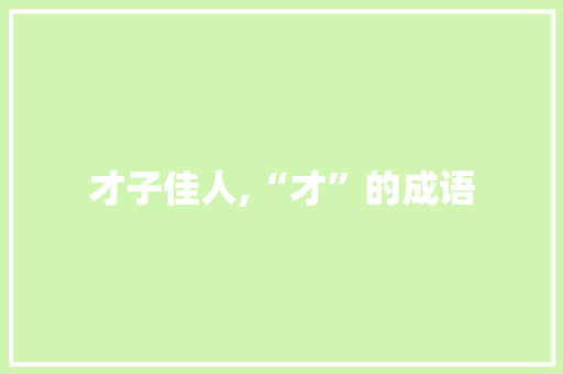 才子佳人,“才”的成语