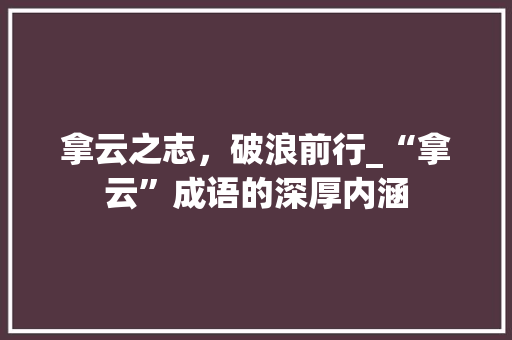 拿云之志，破浪前行_“拿云”成语的深厚内涵