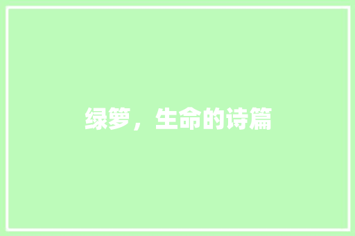 绿箩，生命的诗篇