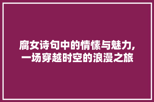 腐女诗句中的情愫与魅力,一场穿越时空的浪漫之旅