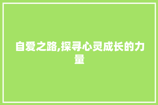 自爱之路,探寻心灵成长的力量