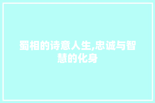 蜀相的诗意人生,忠诚与智慧的化身