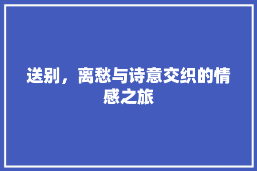 送别，离愁与诗意交织的情感之旅