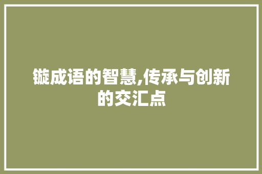 镟成语的智慧,传承与创新的交汇点
