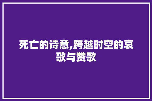 死亡的诗意,跨越时空的哀歌与赞歌
