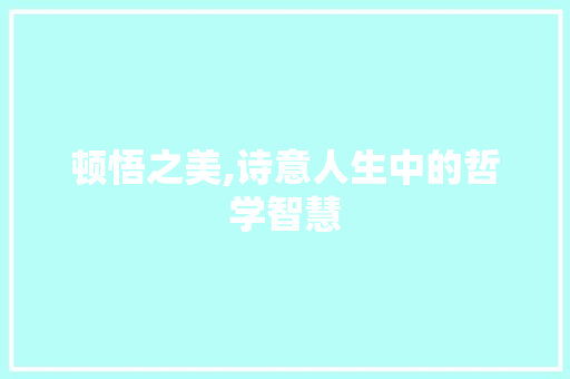 顿悟之美,诗意人生中的哲学智慧