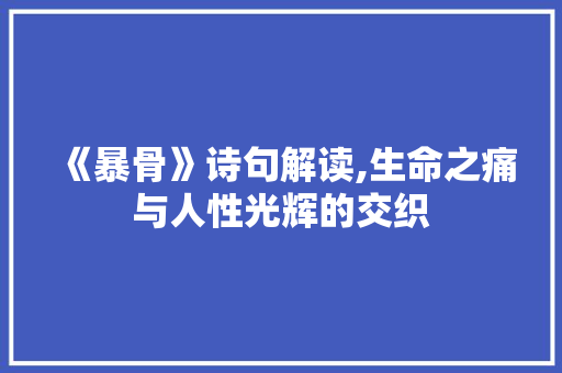 《暴骨》诗句解读,生命之痛与人性光辉的交织