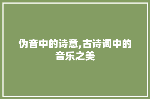 伪音中的诗意,古诗词中的音乐之美