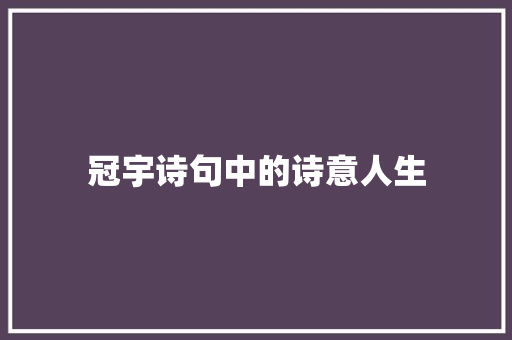 冠宇诗句中的诗意人生