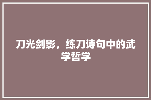 刀光剑影，练刀诗句中的武学哲学