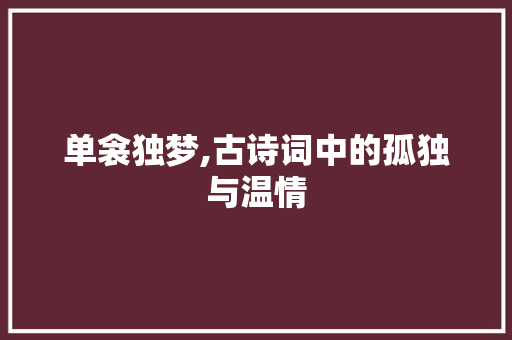 单衾独梦,古诗词中的孤独与温情