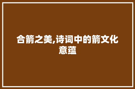 合箭之美,诗词中的箭文化意蕴