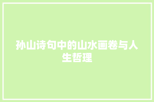 孙山诗句中的山水画卷与人生哲理
