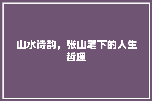 山水诗韵，张山笔下的人生哲理