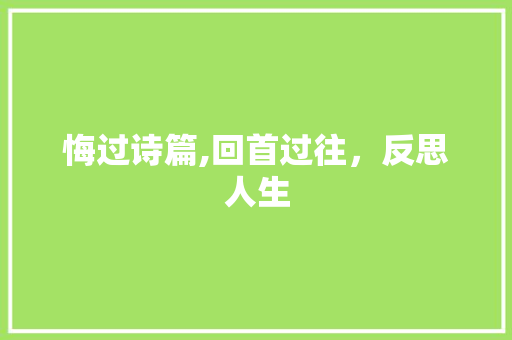 悔过诗篇,回首过往，反思人生