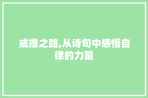 戒撸之路,从诗句中感悟自律的力量