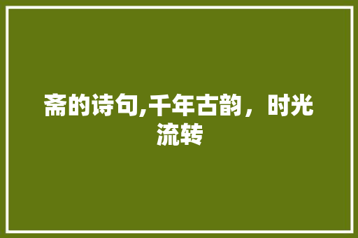 斋的诗句,千年古韵，时光流转