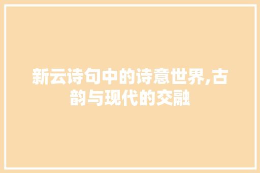 新云诗句中的诗意世界,古韵与现代的交融