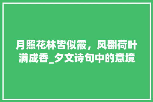 月照花林皆似霰，风翻荷叶满成香_夕文诗句中的意境之美