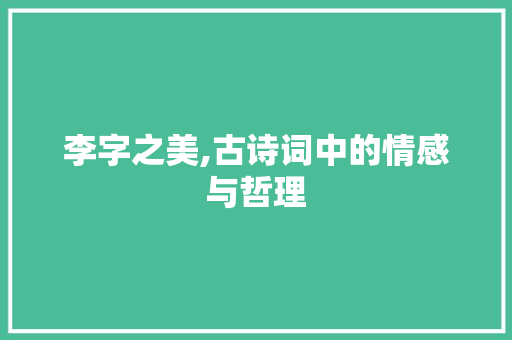 李字之美,古诗词中的情感与哲理