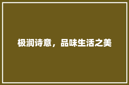 极润诗意，品味生活之美