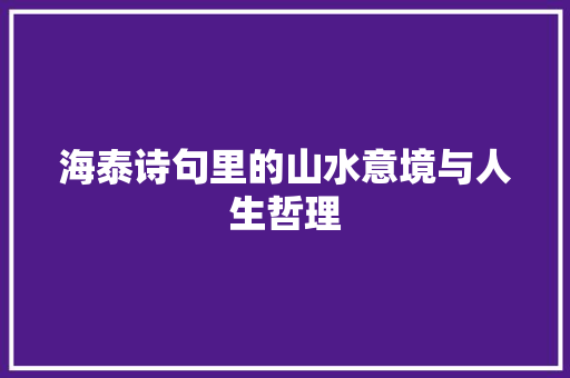 海泰诗句里的山水意境与人生哲理