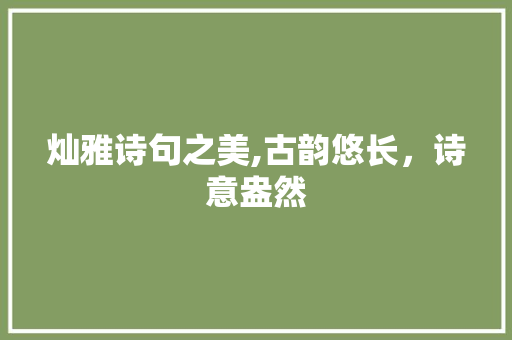灿雅诗句之美,古韵悠长，诗意盎然