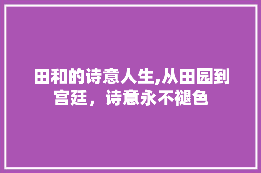 田和的诗意人生,从田园到宫廷，诗意永不褪色