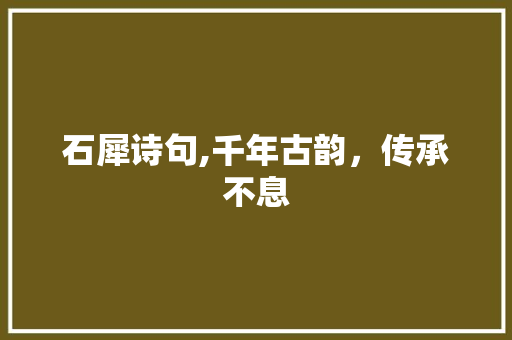 石犀诗句,千年古韵，传承不息