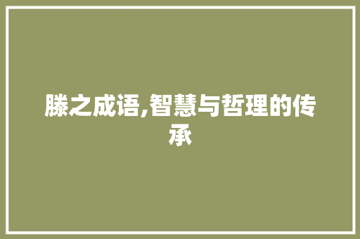 滕之成语,智慧与哲理的传承