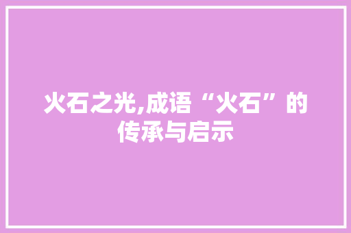 火石之光,成语“火石”的传承与启示