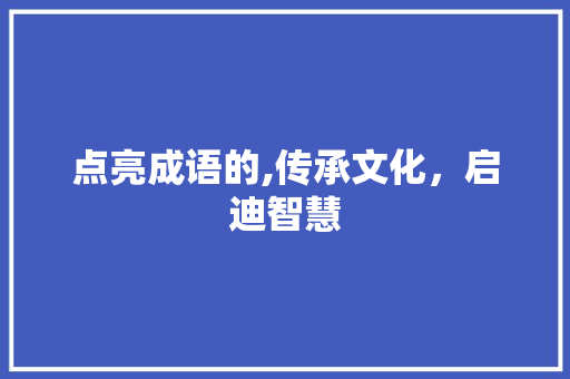 点亮成语的,传承文化，启迪智慧