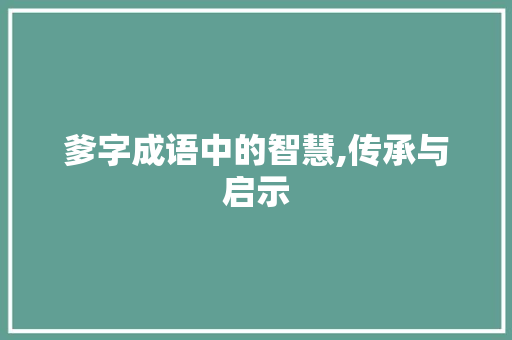 爹字成语中的智慧,传承与启示