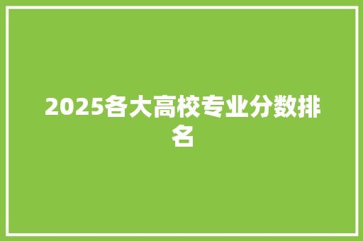 2025各大高校专业分数排名