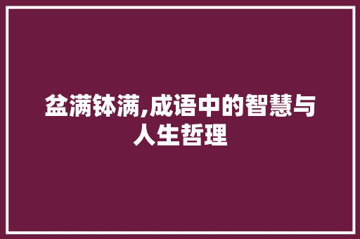 盆满钵满,成语中的智慧与人生哲理