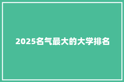 2025名气最大的大学排名