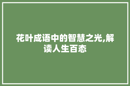 花叶成语中的智慧之光,解读人生百态