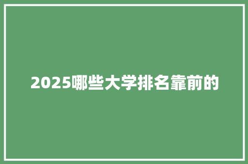 2025哪些大学排名靠前的