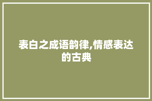 表白之成语韵律,情感表达的古典