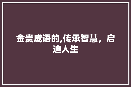 金贵成语的,传承智慧，启迪人生